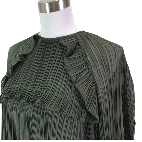 Kenzo Green Pleated Blouse – Size 34 / Small – New with Tags - Picture 2 of 7